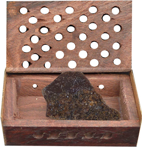 Scatola di legno contenente 5g di mirra X3