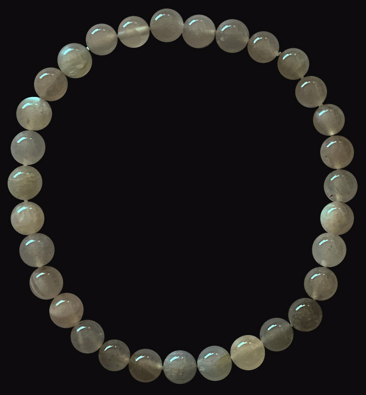 Braccialetto pietra di luna grigia A perle 6mm