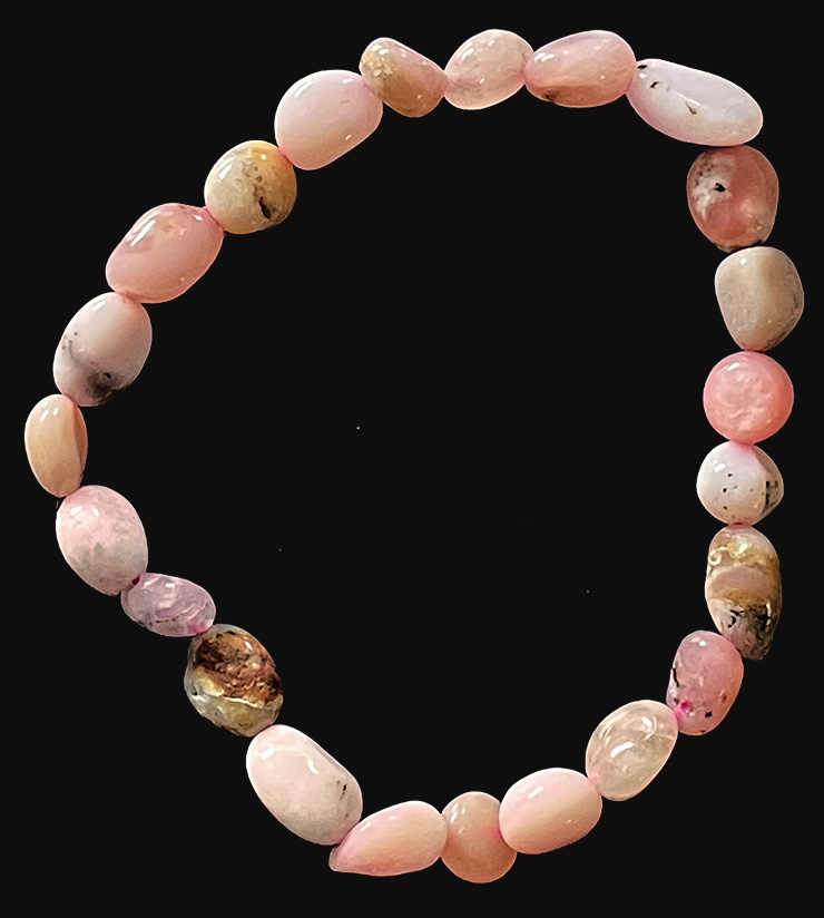 Bracciale con opale rosa pietre burattate