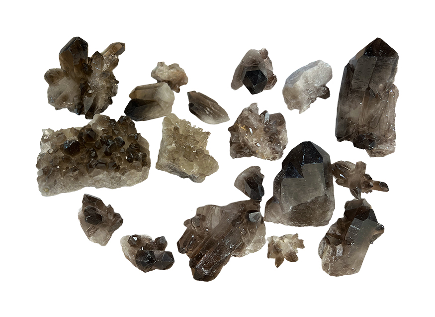 Grappolo di cristallo di rocca del Brasile affumicato AA Lotto da 2Kg