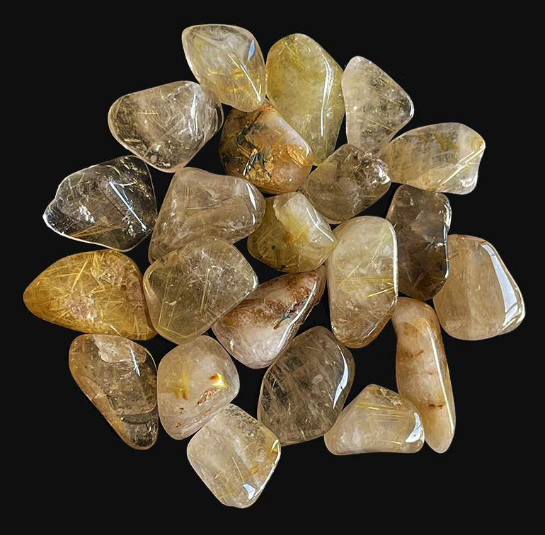 Rutilo Cristallo di rocca A pietre burattate Brasile 250g