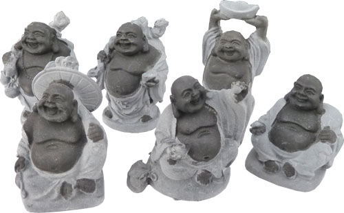 Set di Buddha cinese di 6 nero e grigio