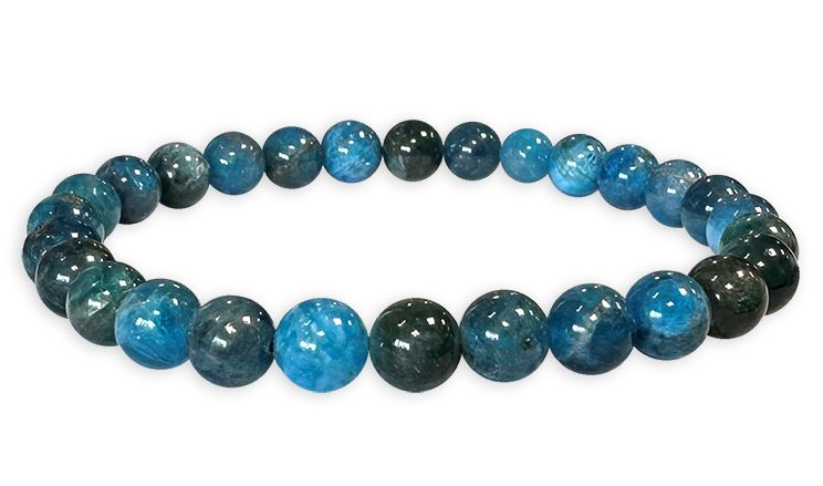 Bracciale in apatite blu A perline da 6-7 mm
