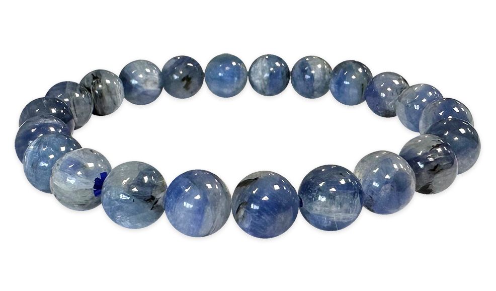 Bracciale in cianite blu naturale con perline da 7-8 mm