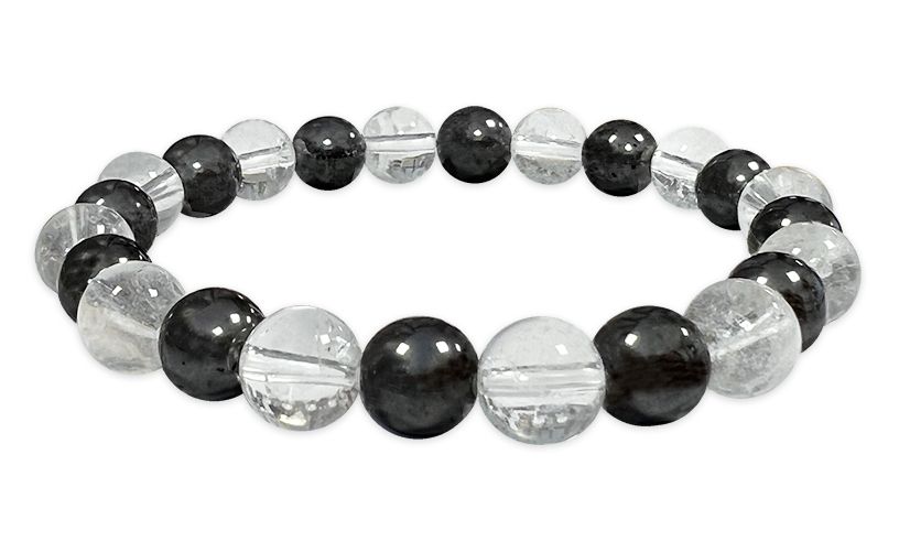Bracciale Ematite e cristallo di rocca Brasile Con perle da 8 mm