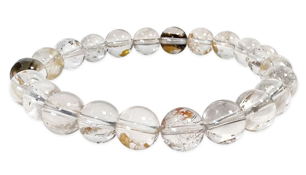 Bracciale in cristallo Herkimer con perline da 7-8 mm