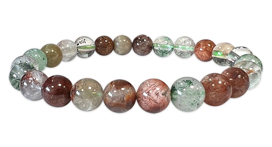 Perle di cristallo di rocca rutilo multicolore A 8 mm