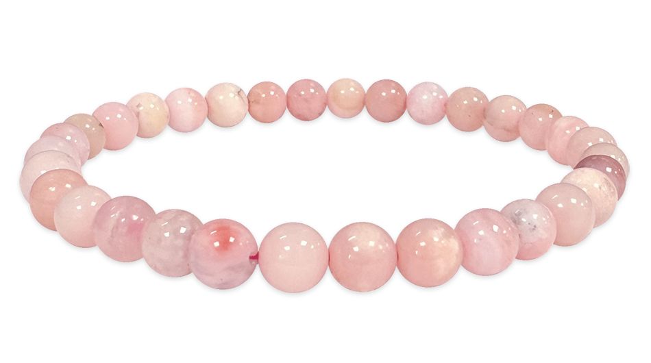 Bracciale in opale rosa con perle da 5,5-6,5 mm