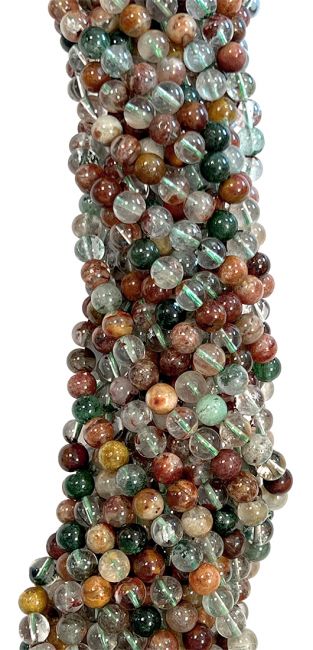 Perline di cristallo di rocca rutilo multicolore da 6 mm su filo da 40 cm