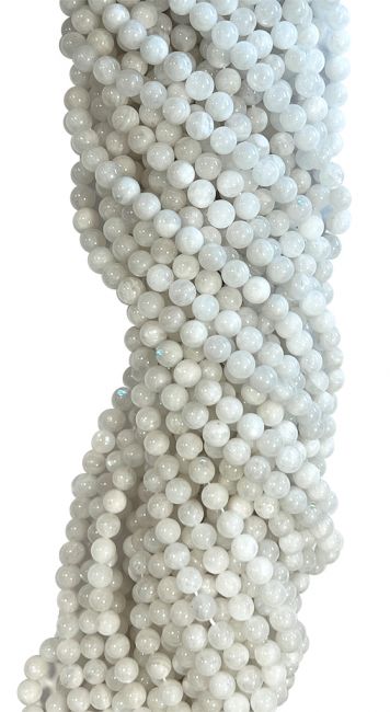 Perle di peristerite AA di pietra di luna bianca 8 mm su un filo di 40 cm