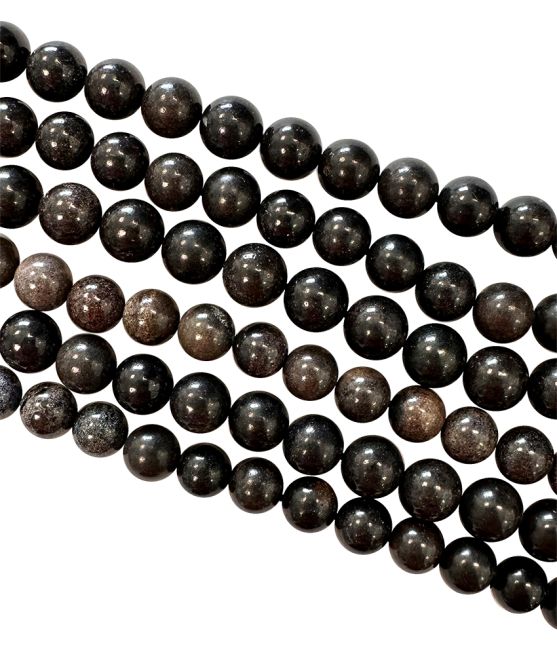 Perle di opale nero 6 mm su un filo di 40 cm
