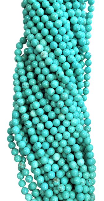 Turquénite Howlite naturale colorato Perle A da 8 mm su filo da 40 cm
