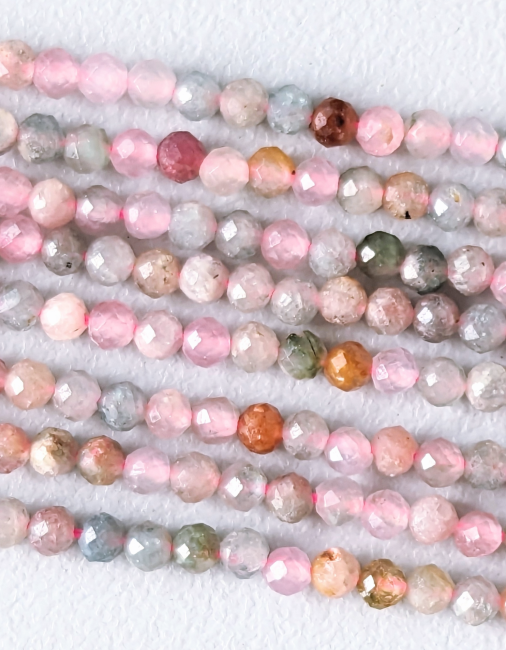 Perle di Tormalina Multicolor sfaccettata AA da 3 mm su filo da 40 cm