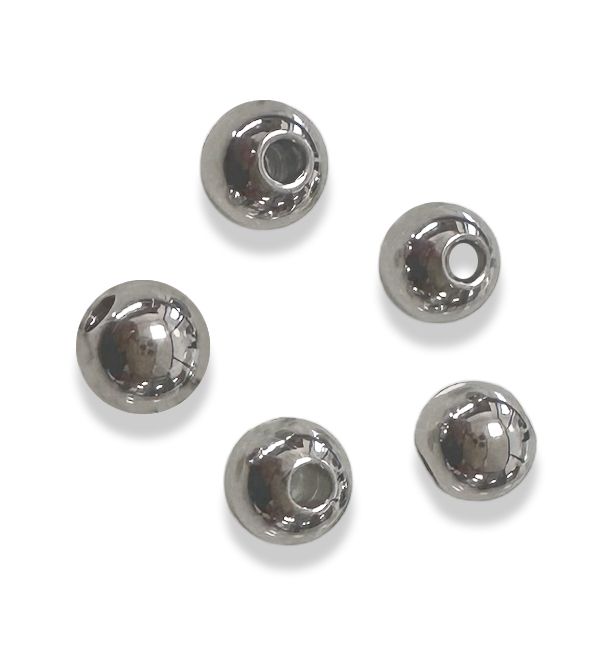 Perline con ciondolo distanziatore a sfera in acciaio inossidabile color argento 4 mm x 100