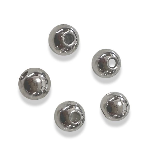 Perline con ciondolo distanziatore a sfera in acciaio inossidabile color argento 8 mm x100