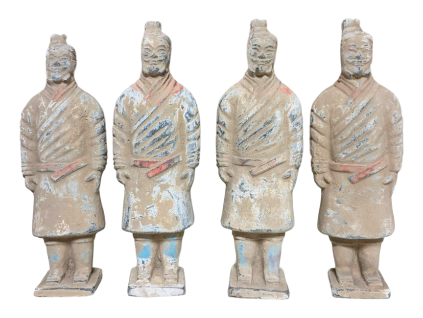 Statua antica del guerriero in terracotta colorata 16 cm x 4 pezzi