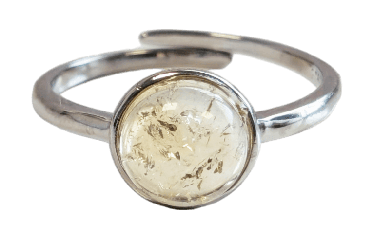 Anello in argento 925 regolabile con citrino naturale rotondo AA 8 mm