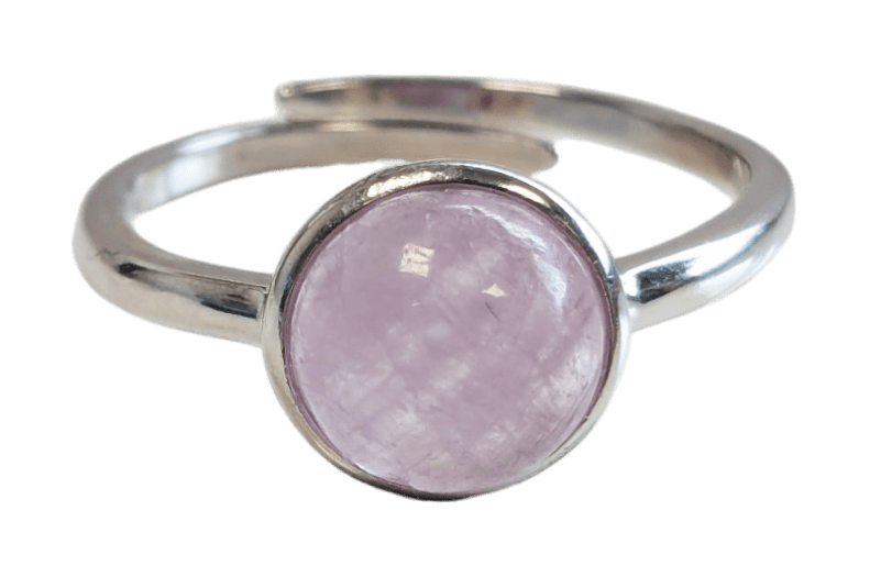 Anello in argento 925 regolabile con Kunzite rotonda AA 8 mm