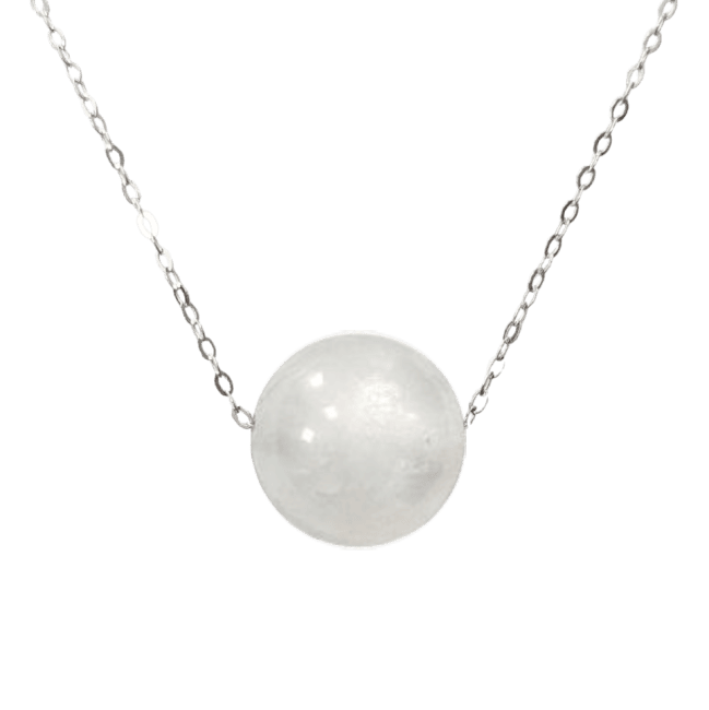 Collana in argento 925 con pietra di luna bianca AA sfera 12 mm