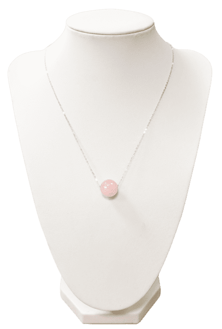 Collana in argento 925 con quarzo rosa A sfera 12 mm