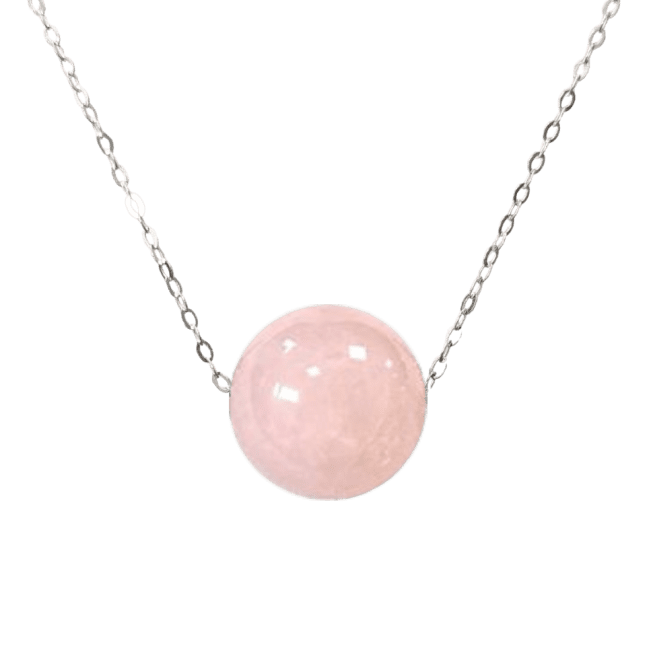 Collana in argento 925 con quarzo rosa A sfera 12 mm