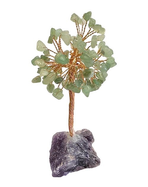 Albero della Vita Avventurina verde su Drusa di ametista 12-13 cm