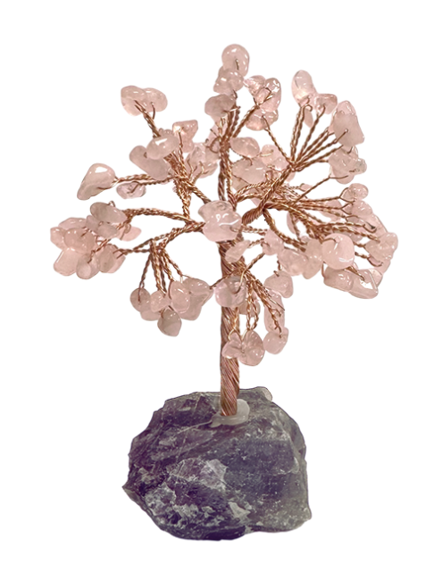 Quarzo rosa albero della vita su drusa di ametista 12-13 cm