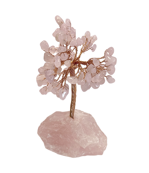 Quarzo rosa albero della vita su quarzo rosa druso 12-13 cm