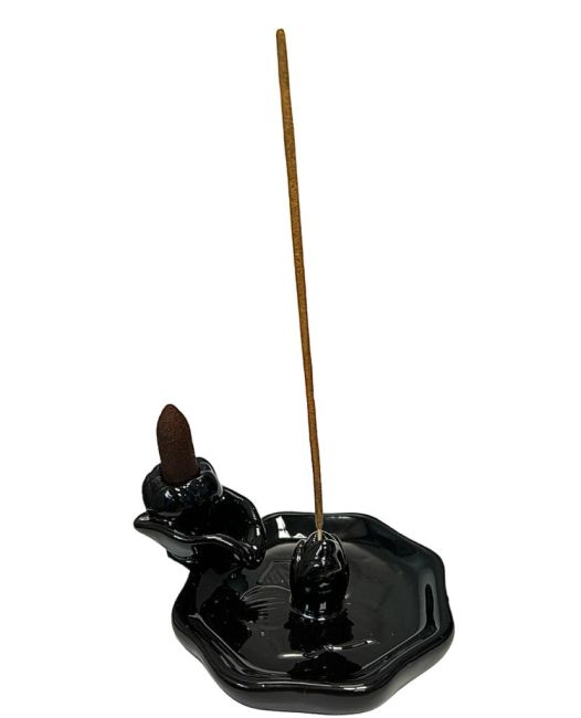 Porta incenso in ceramica a riflusso con cascata di fiori di loto, 6 cm -  Porte-encens, Artisanat, Porte Encens Backflow - Arabesk