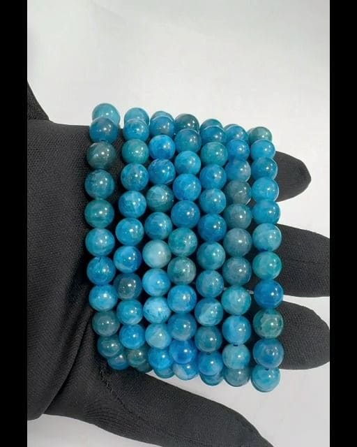 Bracciale Apatite Blu AA perle 8mm