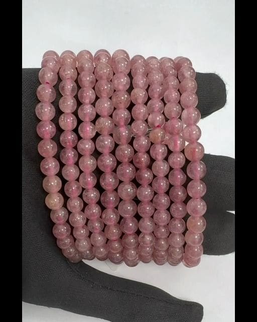 Bracciale al Quarzo Fragola ematoide A perles 6mm