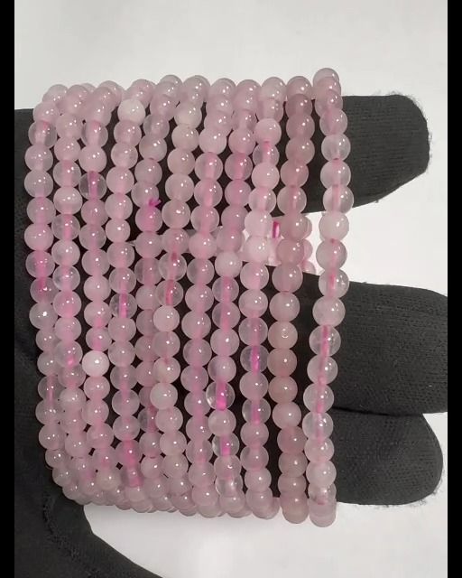 Bracciale Quarzo Rosa A perles 4mm