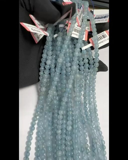 Perle AAA di calcite blu da 5,5 mm su filo da 40 cm